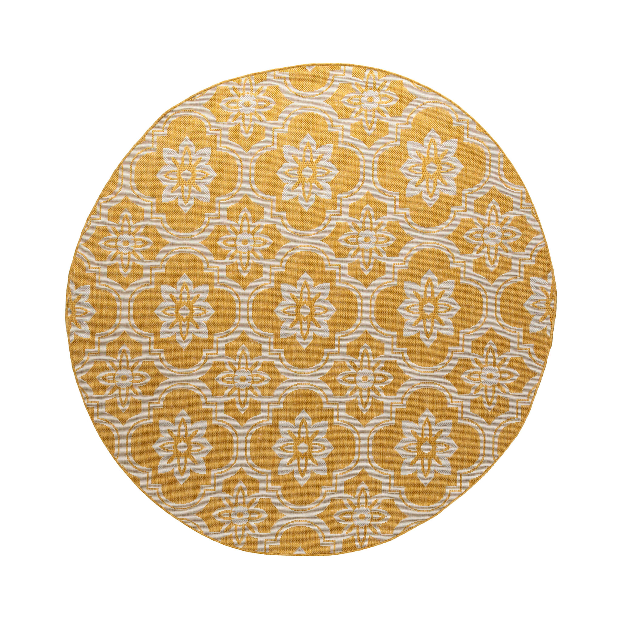Tapis d’extérieur rond – Rio Flower Jaune - sfeer