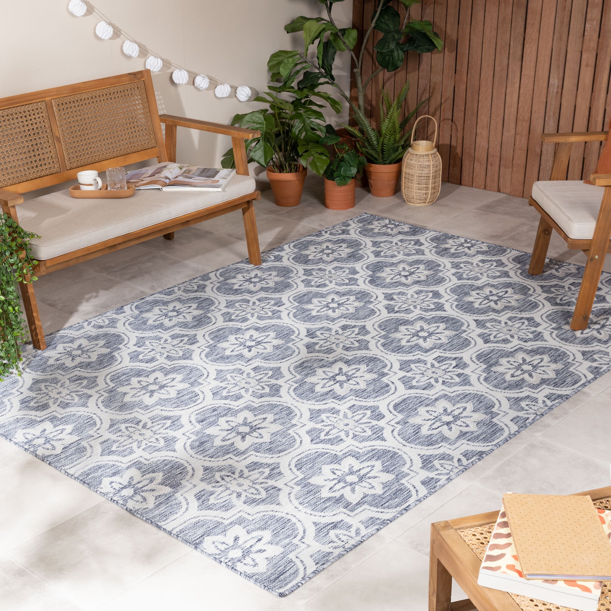 Tapis d’extérieur – Rio Flower Bleu
