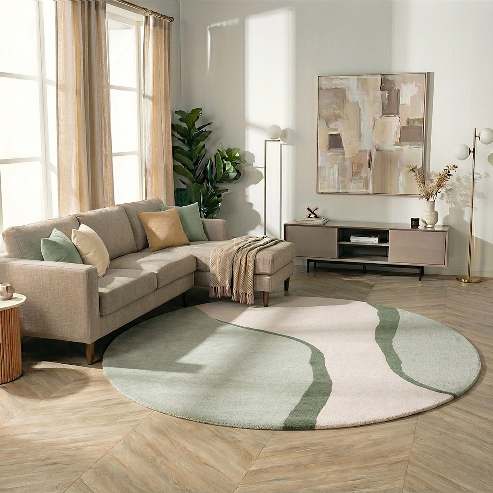 Tapis rond en laine – Vienna Vert