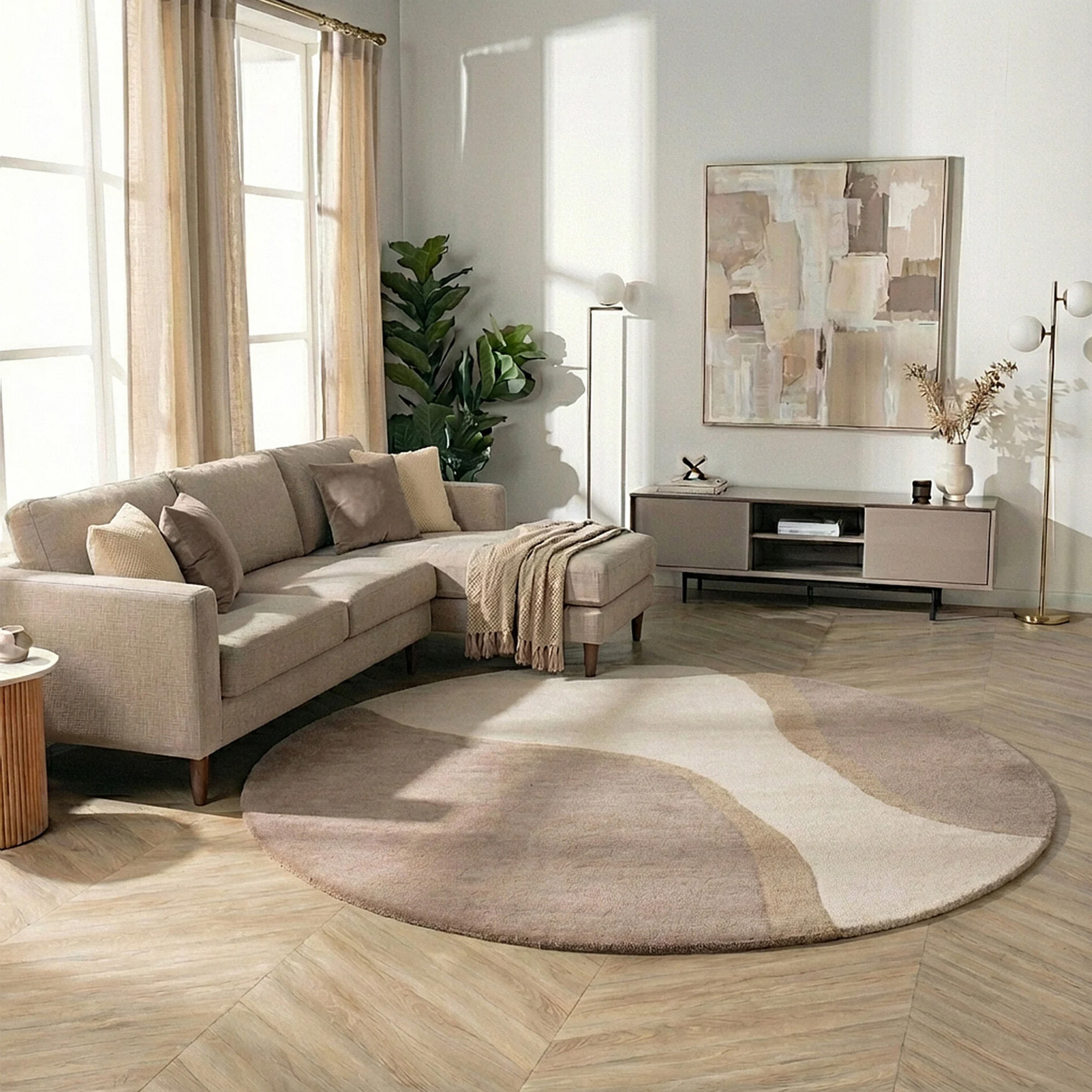 Tapis rond en laine – Vienna Beige