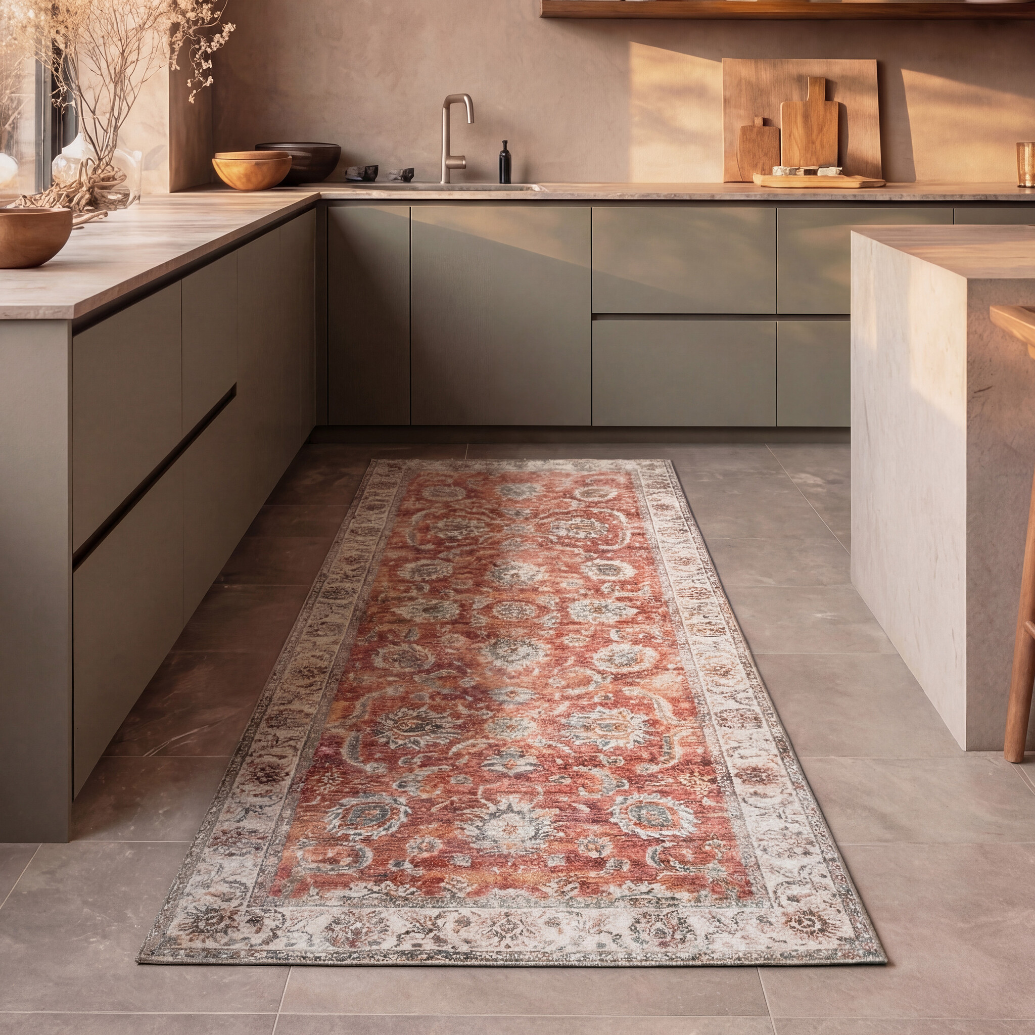 Tapis de couloir lavable - Domingo Oriental terra