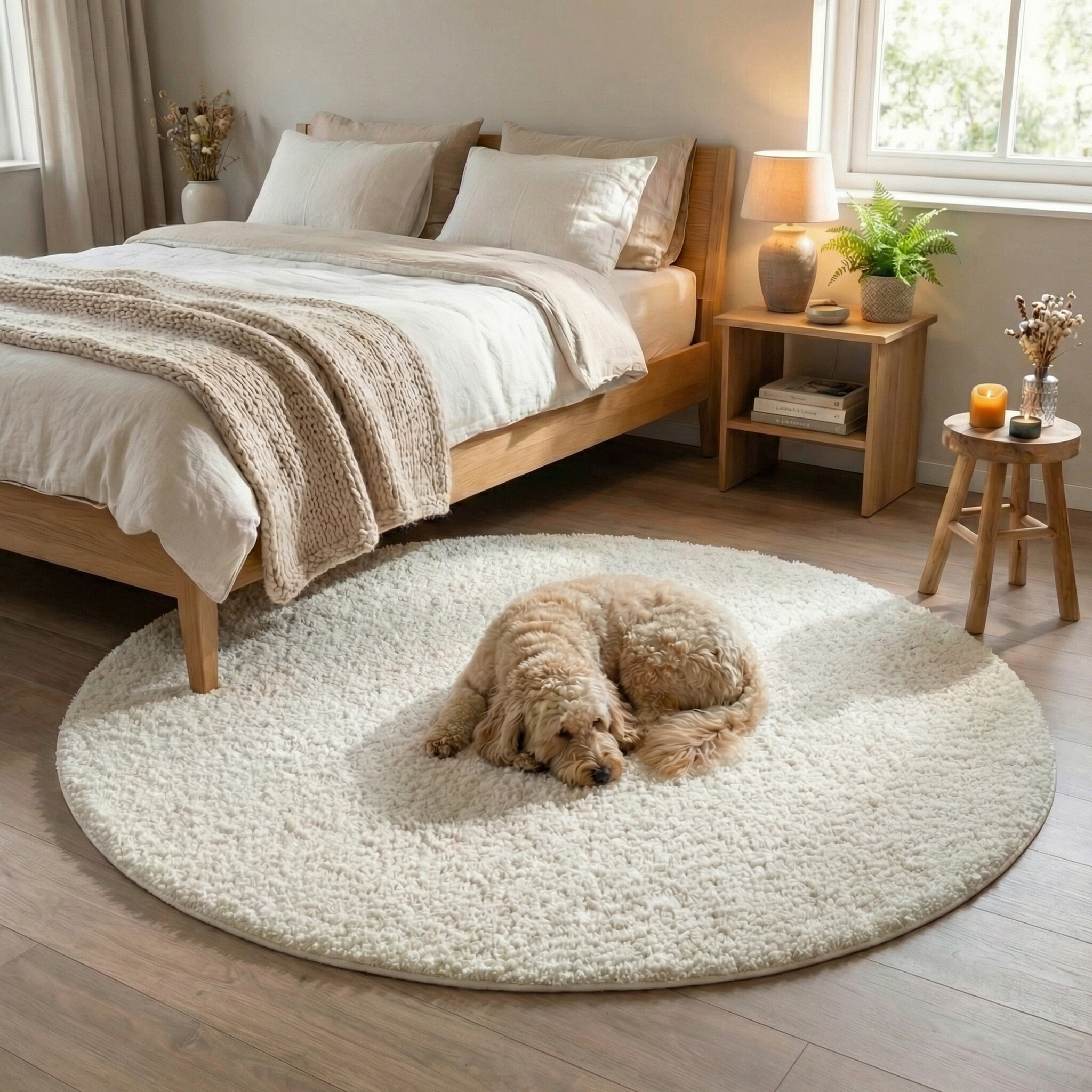 Tapis Rond Fluffy – Bobby Blanc
