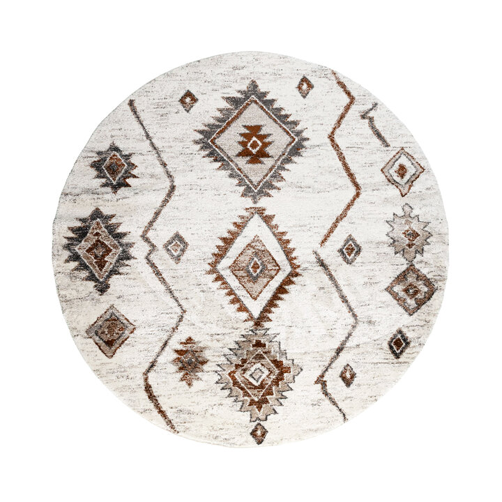 Tapis berbère rond - Blend Aztec Terracotta