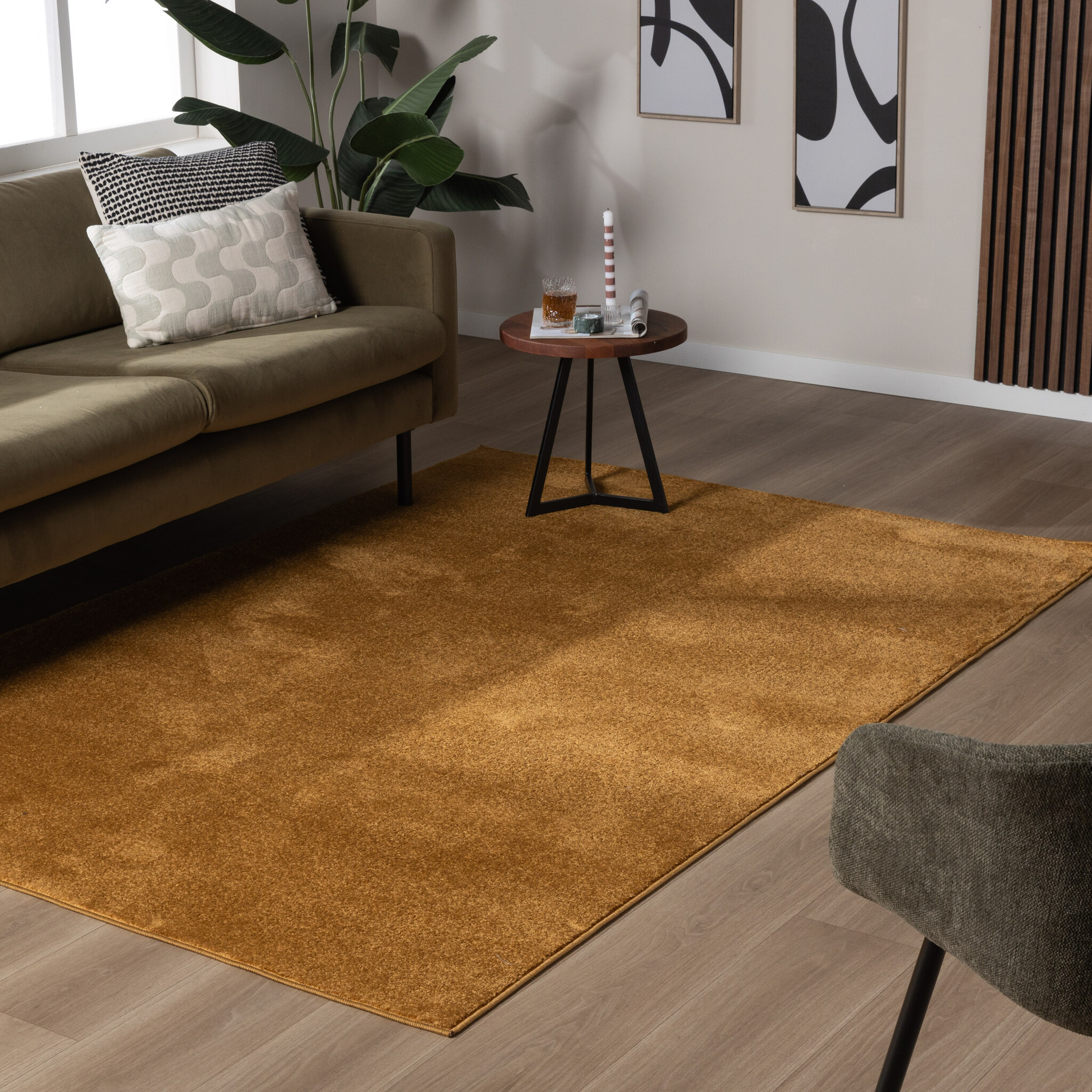 Tapis à poils courts - Essenza Jaune ocre