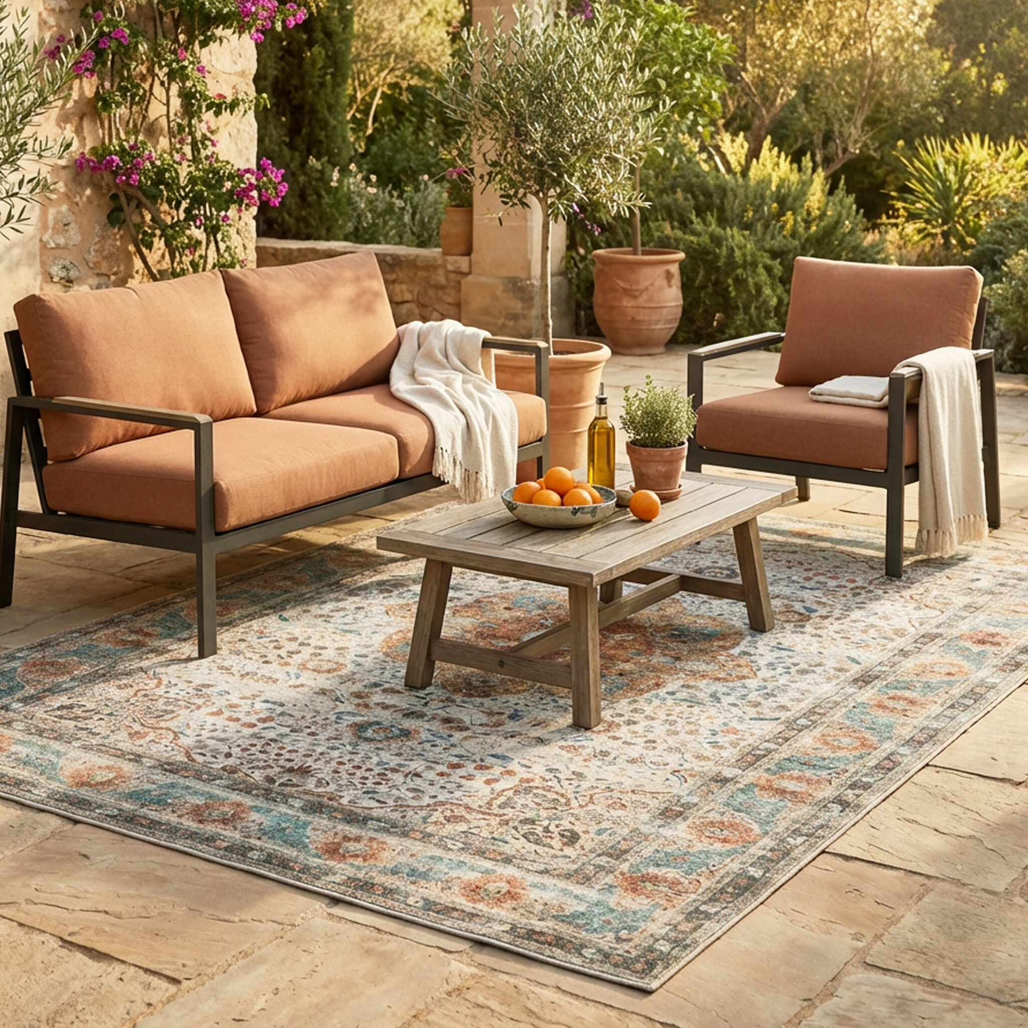 Tapis d'intérieur et d'extérieur - kairo Medallion Crème/Multicolore