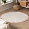 Tapis rond lavable – Myrre Rose/Blanc - thumbnail