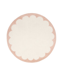 Tapis rond lavable – Myrre Rose/Blanc