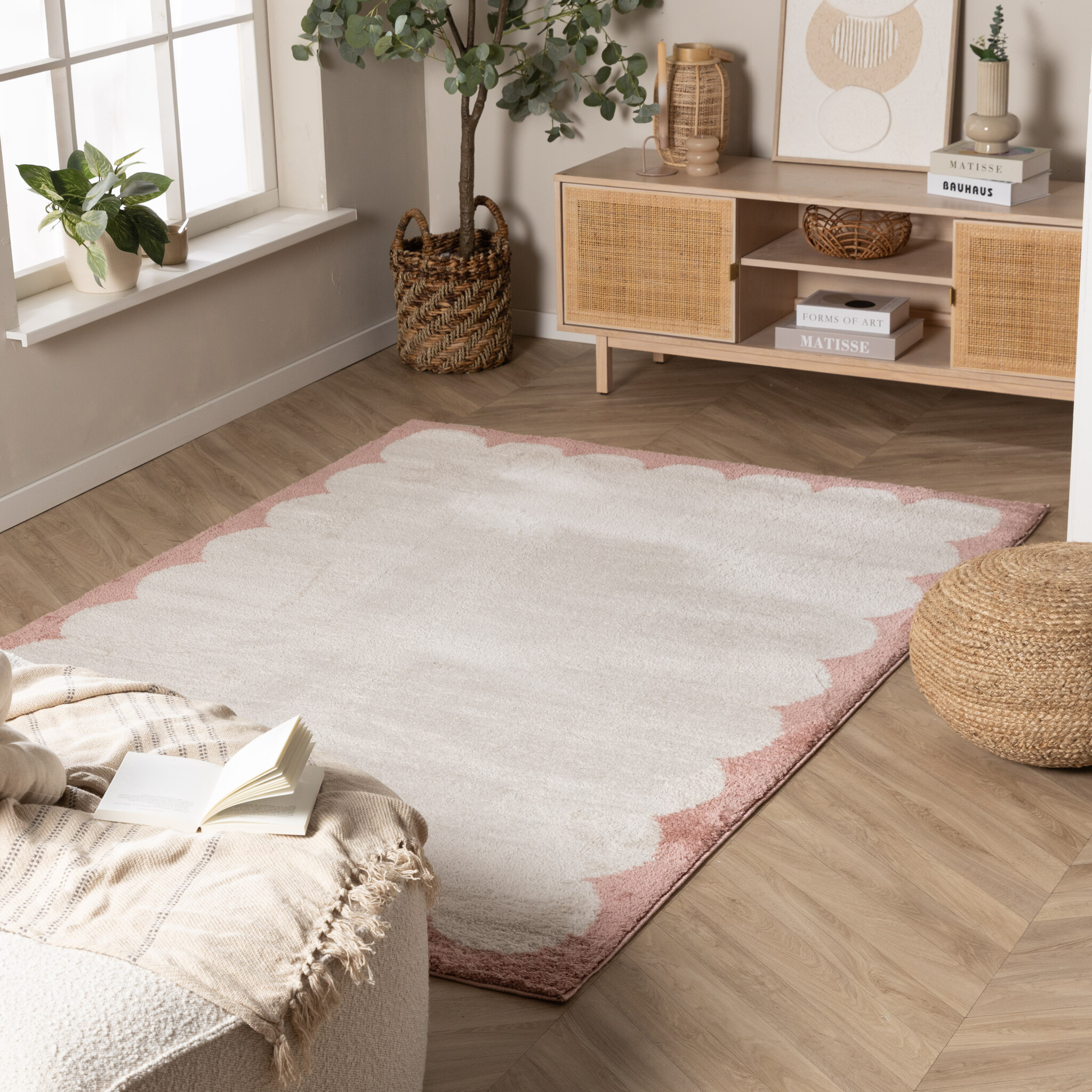 Tapis lavable – Myrre Rose/Blanc