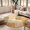 Tapis patchwork rond - Spring Jaune Ocre/Taupe - thumbnail