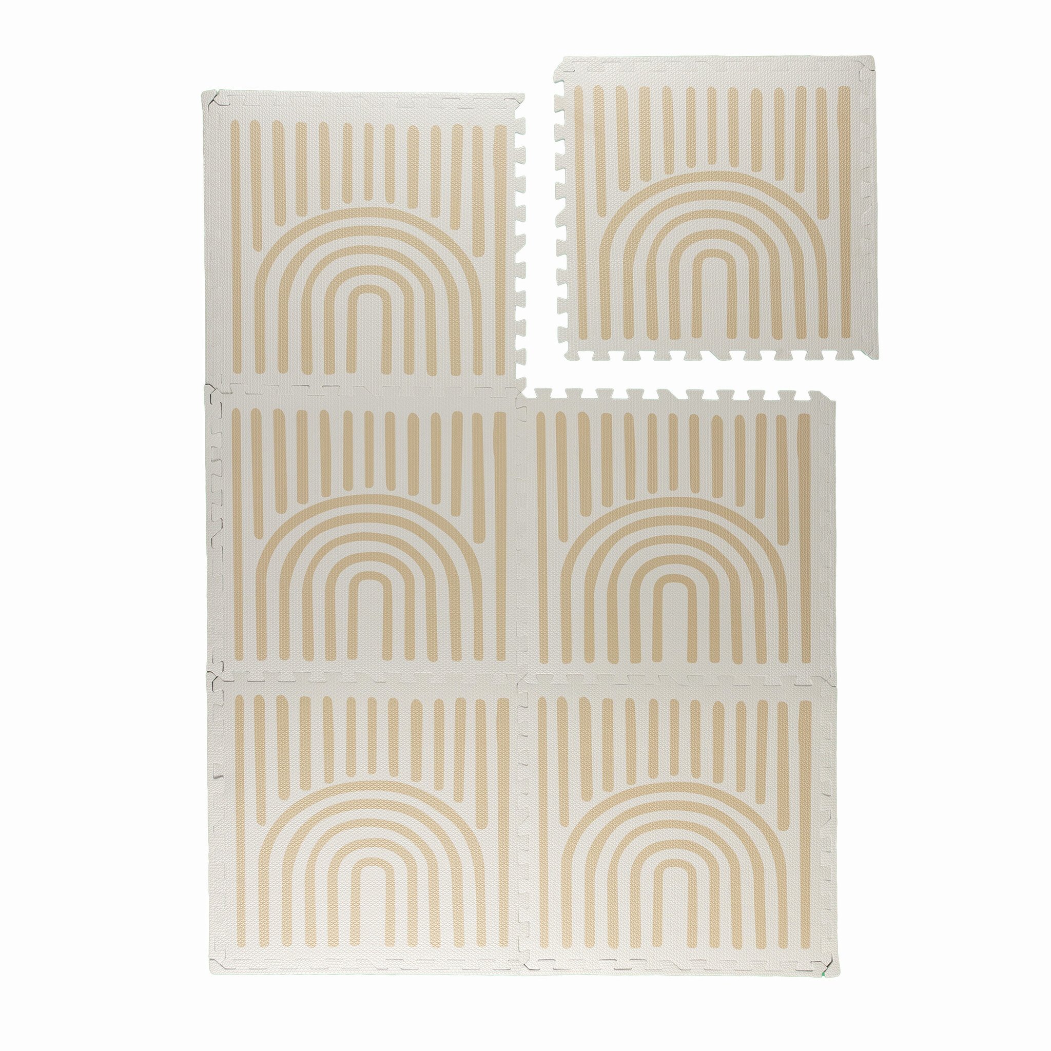 Tapis Puzzle en Mousse – Alfie Grid Beige - sfeer