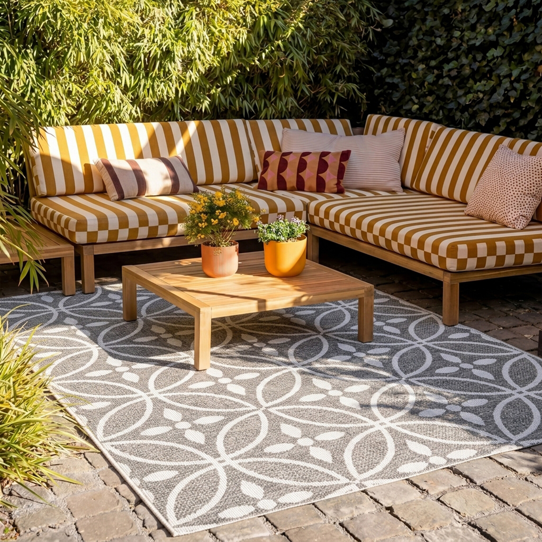 Tapis d'extérieur - Summer Pattern Gris - sfeer