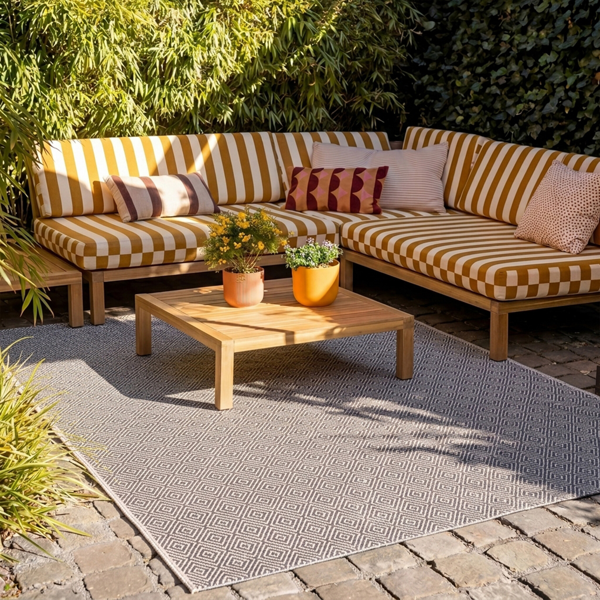Tapis d'extérieur - Summer Tile Gris - sfeer