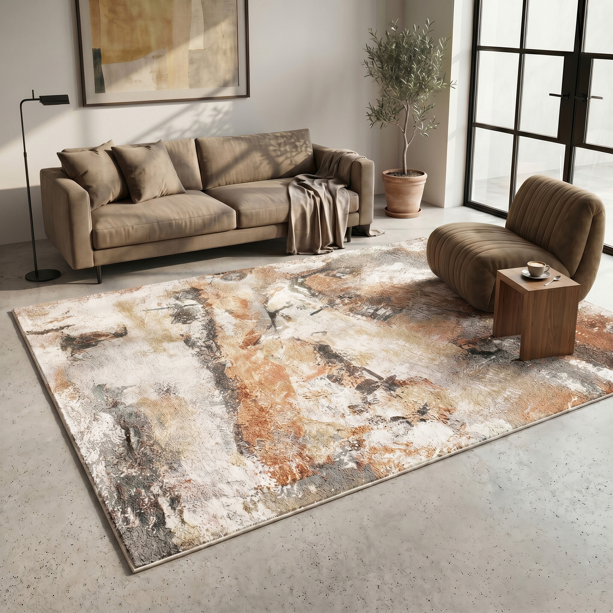 Tapis abstrait - Xavier Brush Gris/Multicolore