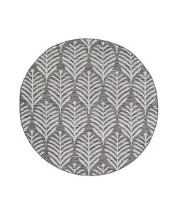Tapis d'extérieur rond - Summer Leaves Gris