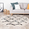 Tapis rond à poils longs - Grand Wire Weave Crème/Noir - thumbnail