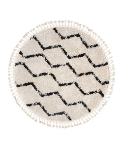 Tapis rond à poils longs - Grand Wire Weave Crème/Noir