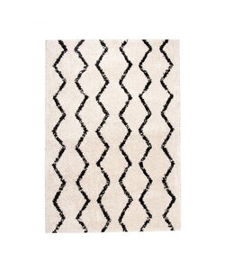 Tapis à poils longs - Grand Moves Crème/Noir