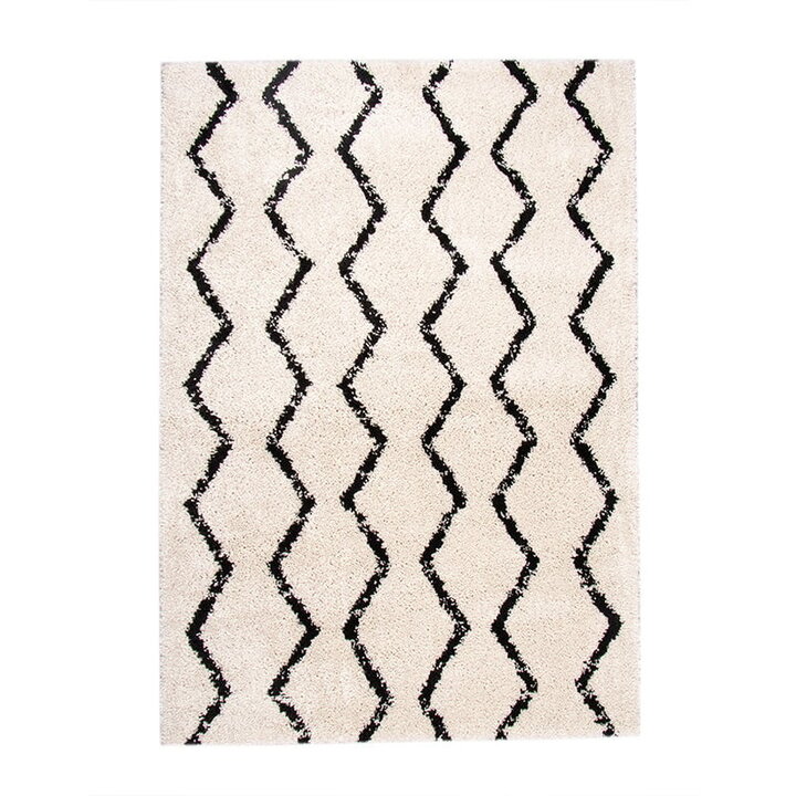 Tapis à poils longs - Grand Moves Crème/Noir