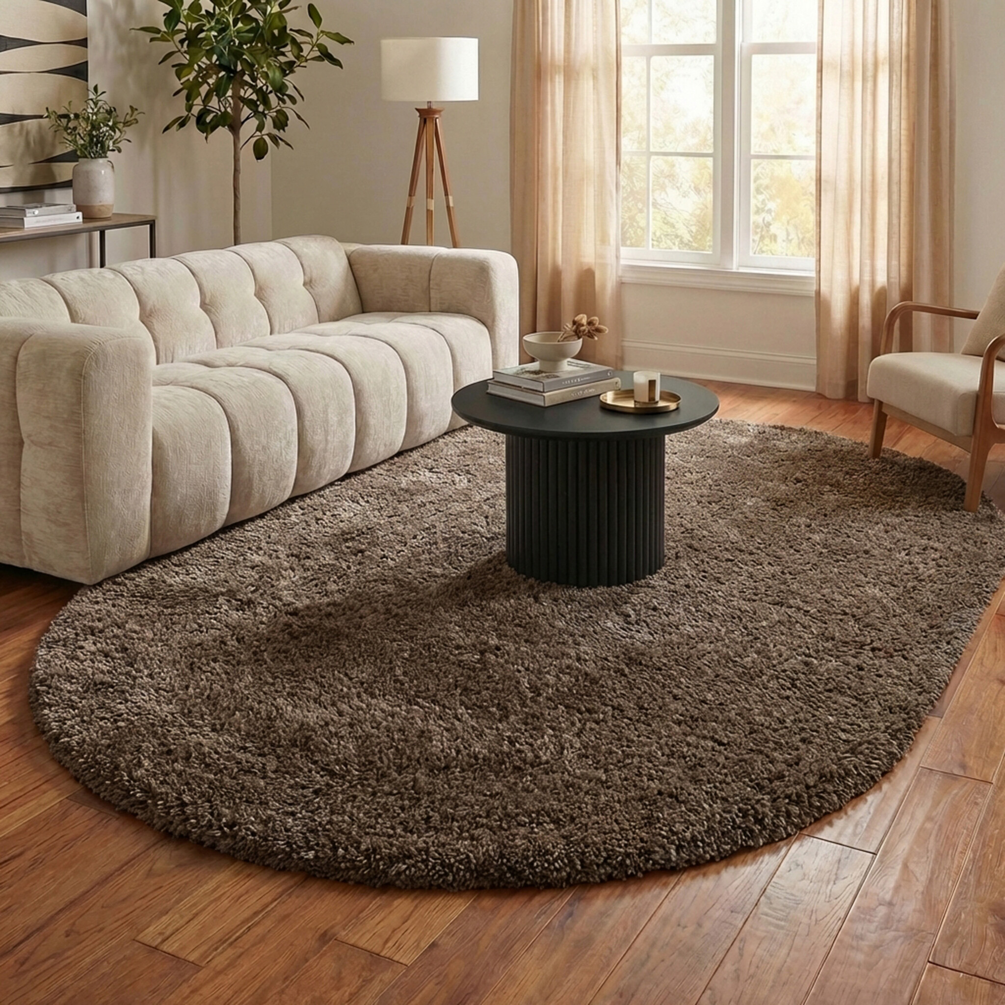 Tapis shaggy ovale - Blaze Taupe
