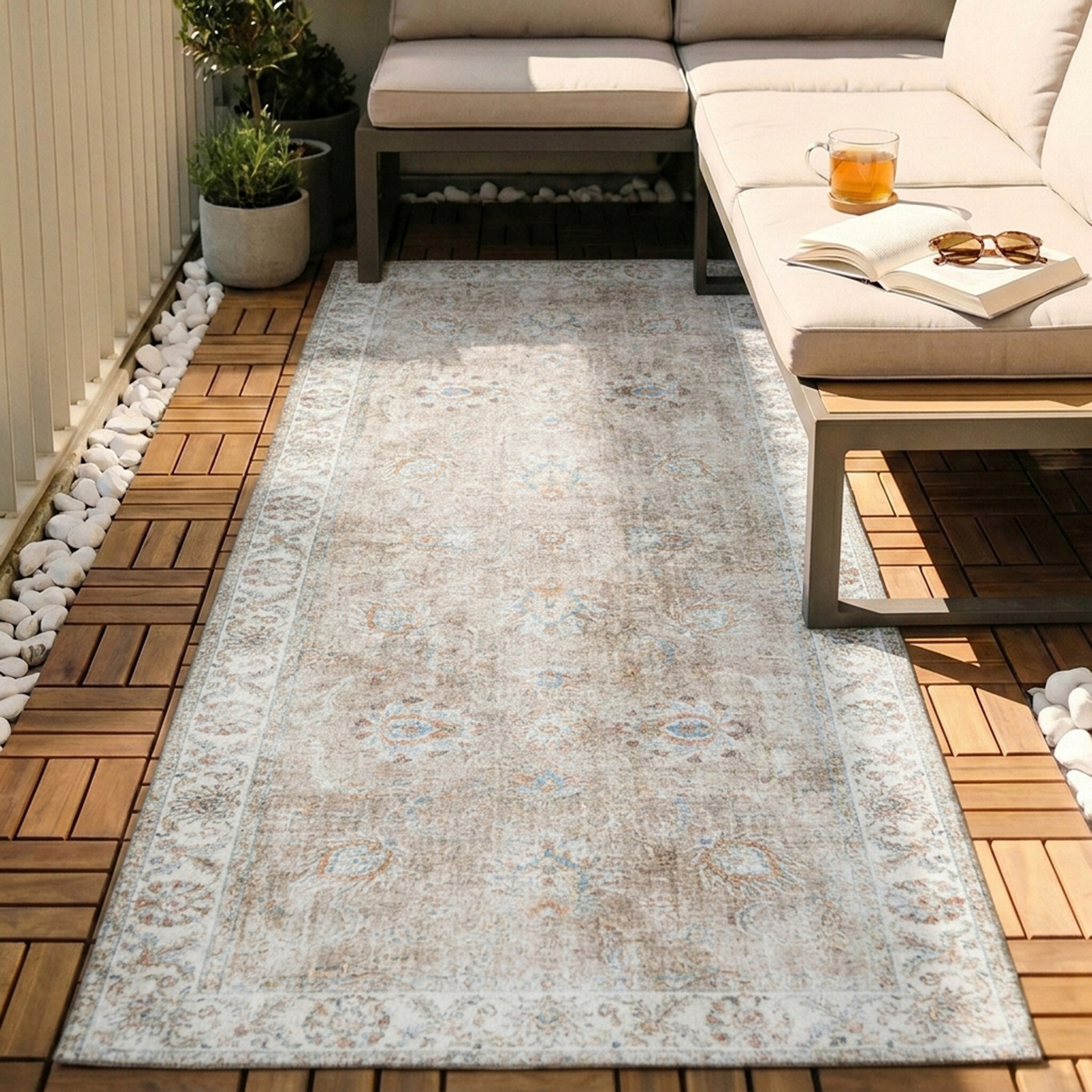 Tapis de couloir lavable - Domingo Oriental Beige