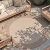 Tapis d'intérieur et d'extérieur rond - Sierra Border Crème/Beige - thumbnail