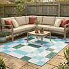 Tapis d'intérieur et d'extérieur rétro - Pop Cubes Vert - thumbnail