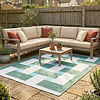 Tapis d'intérieur et d'extérieur rétro - Pop Lines Vert - thumbnail