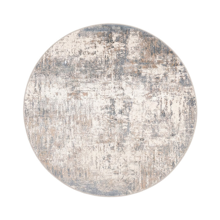 Tapis rond lavable - Misha Grunge Crème/Gris