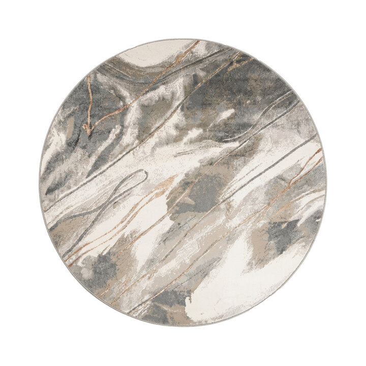 Tapis rond lavable - Misha Lines Crème/Gris