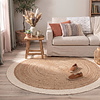 Tapis en jute - Fair Rond Naturel/Blanc - thumbnail