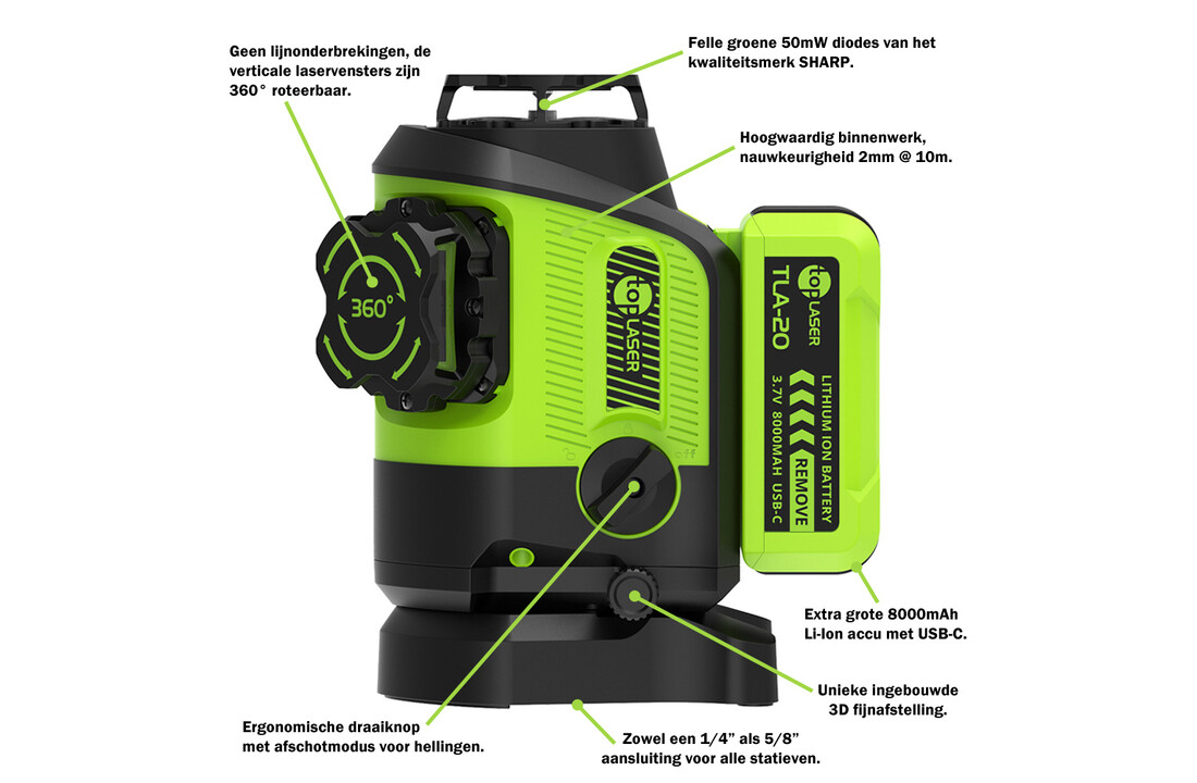 X3DP PRO 3x360° 3D Lijnlaser Groen