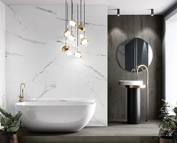 Oppio €64 PER PANEEL - 120x280x0,3 cm - PVC Wandpaneel MAT Calacatta Marmer Wit / Grijs Oppio €64 PER PANEEL - 120x280x0,3 cm - PVC Wandpaneel MAT Calacatta Marmer Wit / Grijs