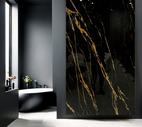 Oppio €37 PER PANEEL - 120x280x0,3 cm - PVC Wandpaneel Ceasar Black  - Zwart Goud Hoogglans Oppio €37 PER PANEEL - 120x280x0,3 cm - PVC Wandpaneel Ceasar Black  - Zwart Goud Hoogglans