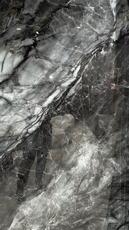 Oppio €37 PER PANEEL - 120x280x0,3 cm - PVC Wandpaneel Grijs Steen Marmerlook Hoogglans