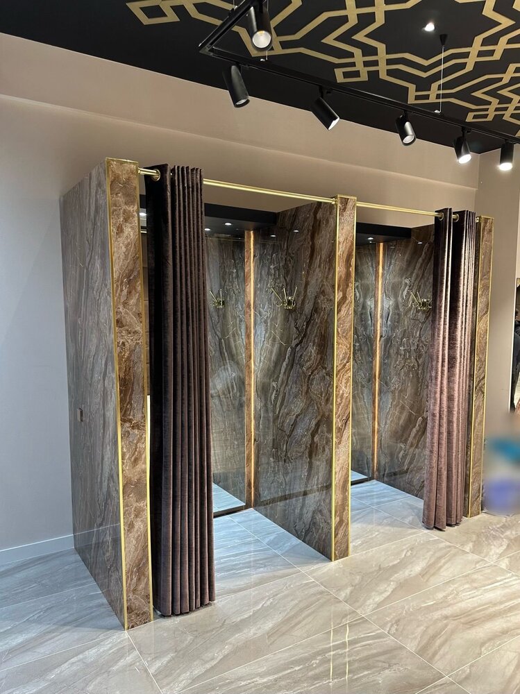 Oppio €37 PER PANEEL - 120x280x0,3 cm - PVC Wandpaneel Milos Bruin Marmerlook Hoogglans -