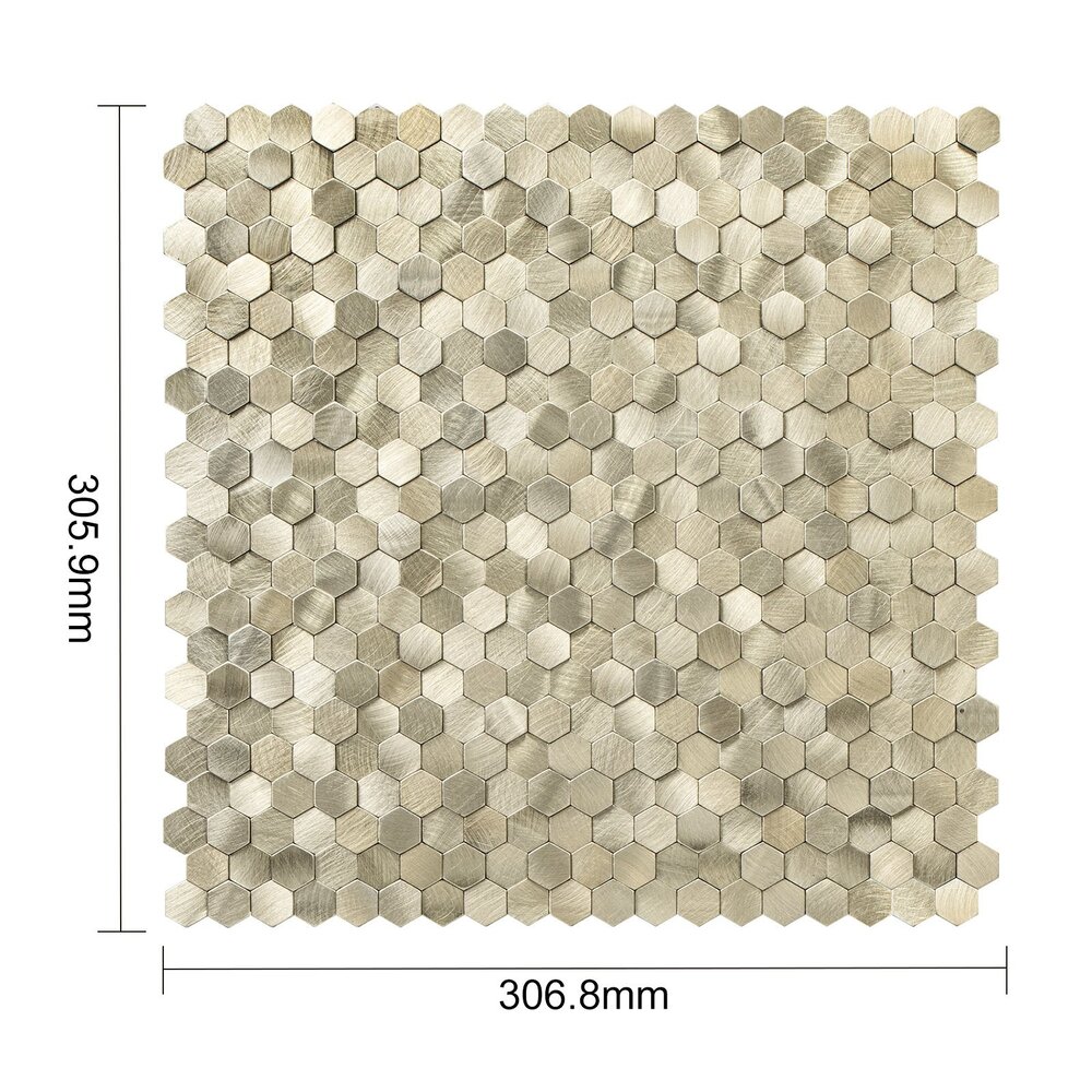 Oppio Geborsteld MINI Hexagon Goud - Zelfklevend Mozaiek 308x298x4mm Oppio Geborsteld MINI Hexagon Goud - Zelfklevend Mozaiek 308x298x4mm