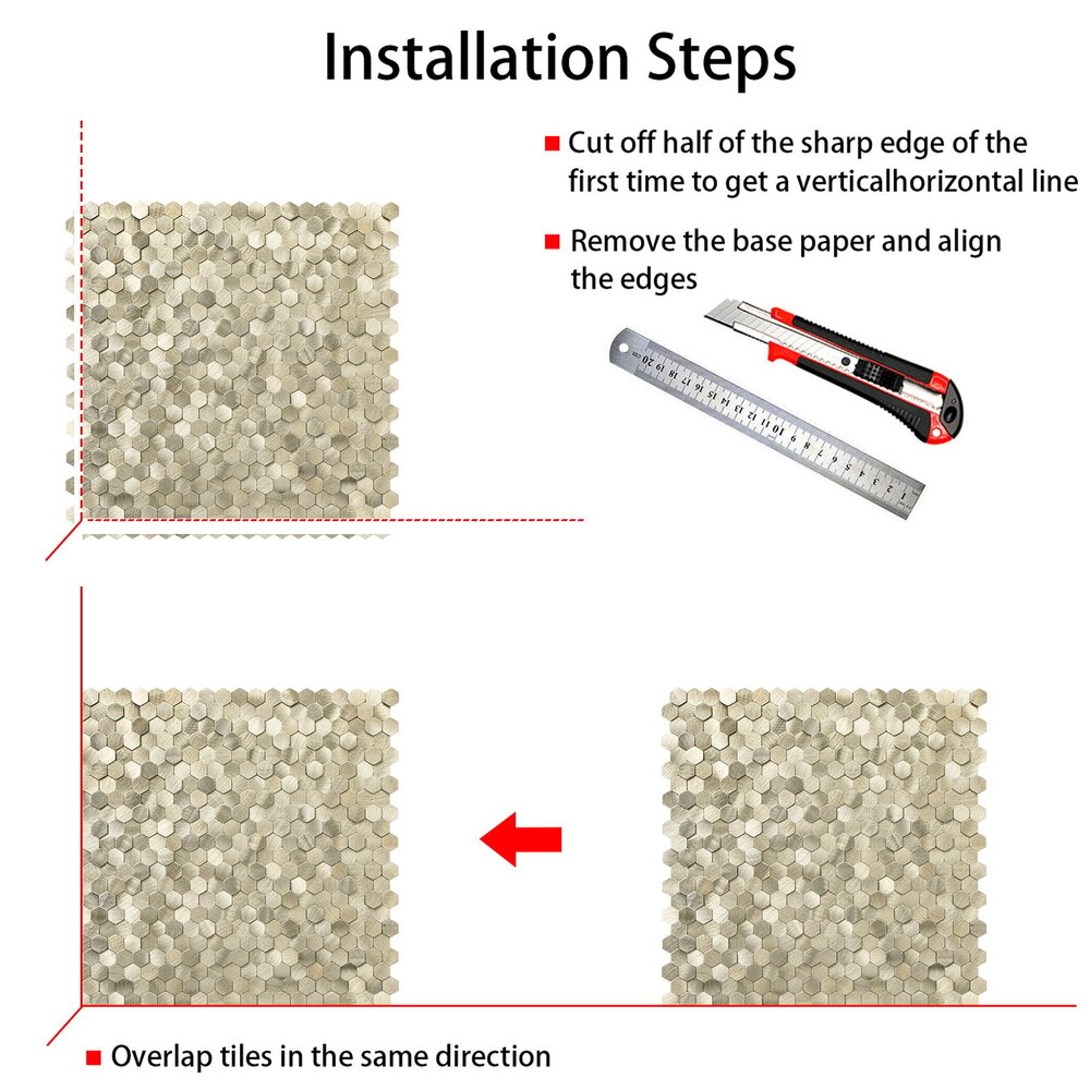 Oppio Geborsteld MINI Hexagon Goud - Zelfklevend Mozaiek 308x298x4mm Oppio Geborsteld MINI Hexagon Goud - Zelfklevend Mozaiek 308x298x4mm