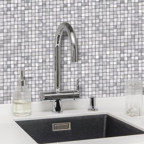 Oppio Geborsteld MINI blokjes Zilver - Zelfklevend Mozaiek 265x265x4mm Oppio Geborsteld MINI blokjes Zilver - Zelfklevend Mozaiek 265x265x4mm