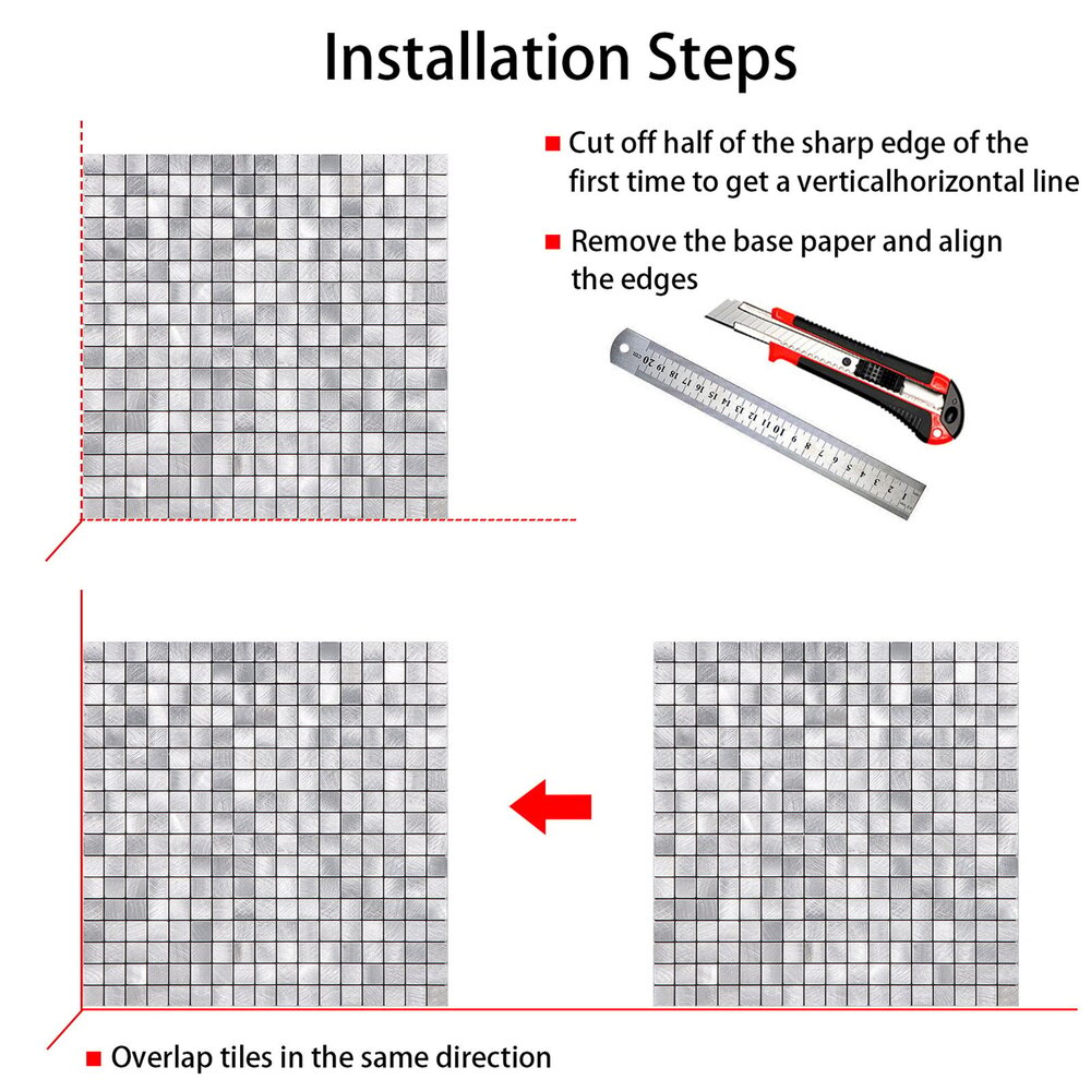 Oppio Geborsteld MINI blokjes Zilver - Zelfklevend Mozaiek 265x265x4mm Oppio Geborsteld MINI blokjes Zilver - Zelfklevend Mozaiek 265x265x4mm