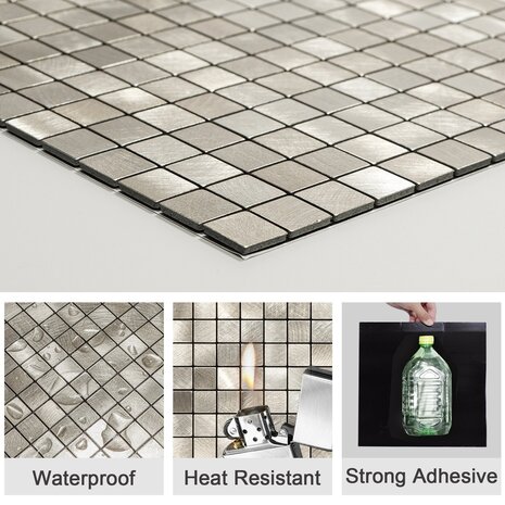 Oppio Geborsteld MINI blokjes Goud - Zelfklevend Mozaiek 265x265x4mm Oppio Geborsteld MINI blokjes Goud - Zelfklevend Mozaiek 265x265x4mm