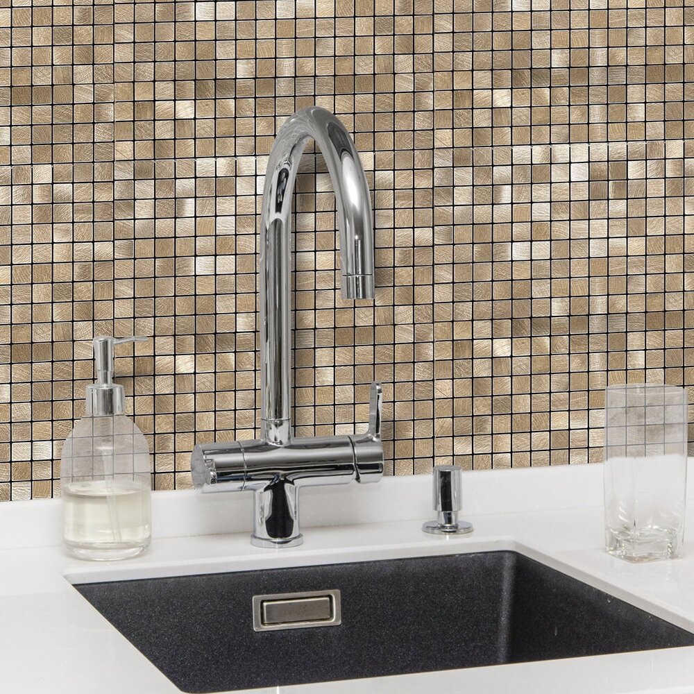 Oppio Geborsteld MINI blokjes Bronce - Zelfklevend Mozaiek 265x265x4mm Oppio Geborsteld MINI blokjes Bronce - Zelfklevend Mozaiek 265x265x4mm