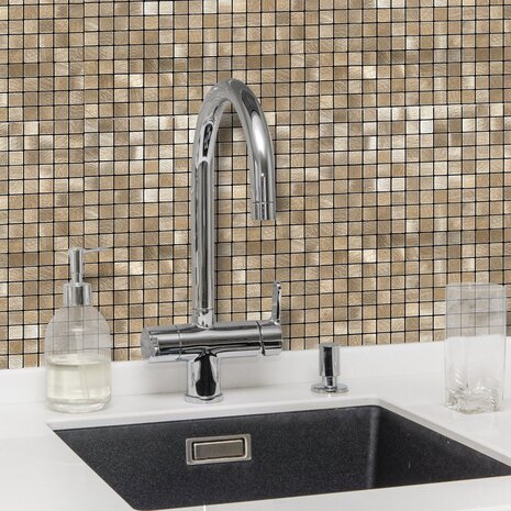 Oppio Geborsteld MINI blokjes Bronce - Zelfklevend Mozaiek 265x265x4mm Oppio Geborsteld MINI blokjes Bronce - Zelfklevend Mozaiek 265x265x4mm