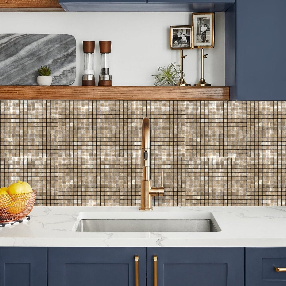 Oppio Geborsteld MINI blokjes Bronce - Zelfklevend Mozaiek 265x265x4mm Oppio Geborsteld MINI blokjes Bronce - Zelfklevend Mozaiek 265x265x4mm