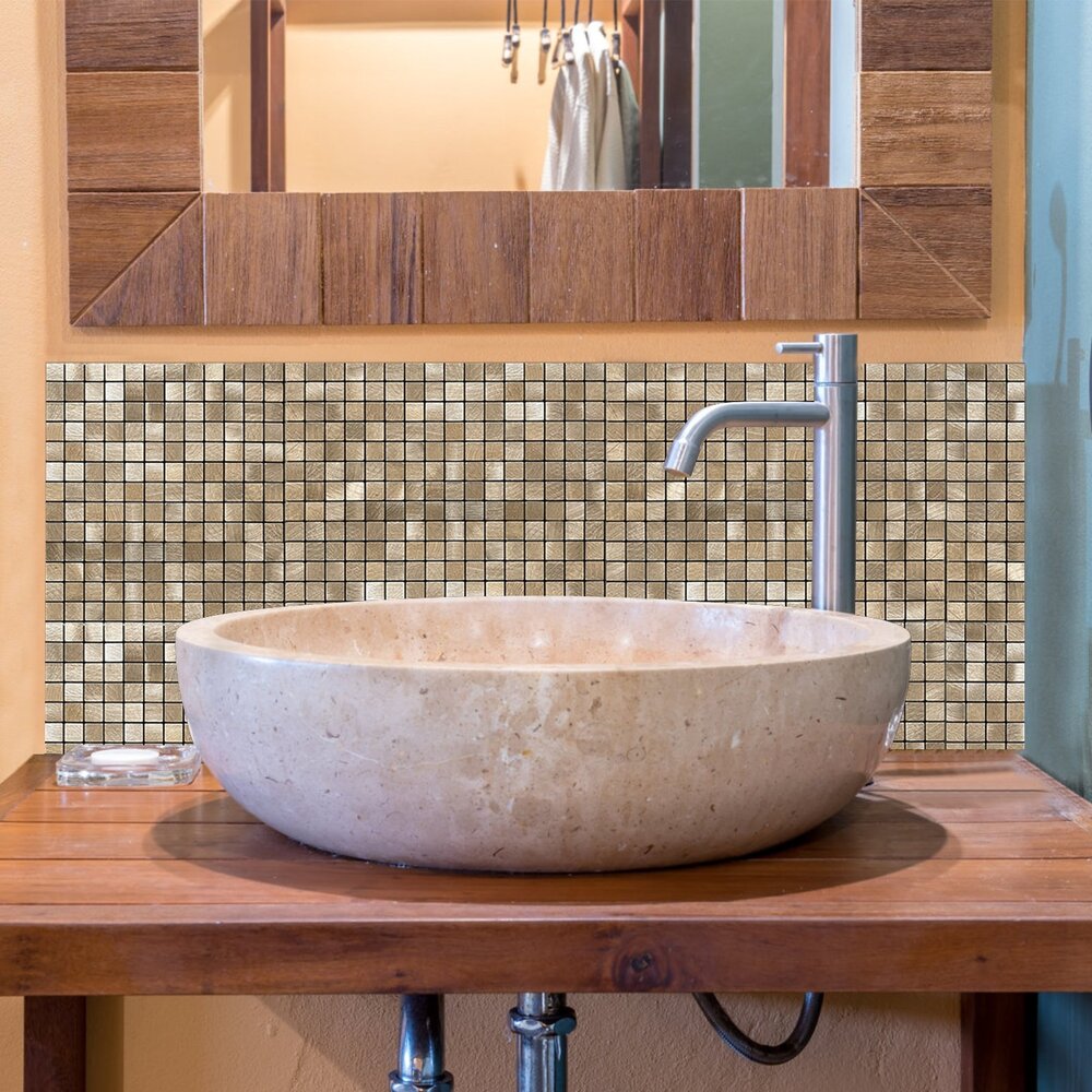 Oppio Geborsteld MINI blokjes Bronce - Zelfklevend Mozaiek 265x265x4mm Oppio Geborsteld MINI blokjes Bronce - Zelfklevend Mozaiek 265x265x4mm