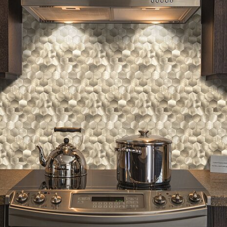 Oppio XL Geborsteld Goud HEXAGON - Zelfklevend Mozaiek 290x288mm Oppio XL Geborsteld Goud HEXAGON - Zelfklevend Mozaiek 290x288mm