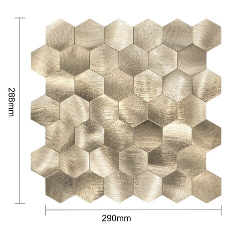 Oppio XL Geborsteld Goud HEXAGON - Zelfklevend Mozaiek 290x288mm Oppio XL Geborsteld Goud HEXAGON - Zelfklevend Mozaiek 290x288mm