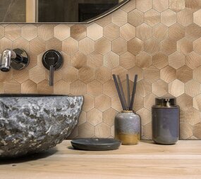 Oppio Geborsteld Brons HEXAGON - Zelfklevend Mozaiek 291x286x4mm Oppio Geborsteld Brons HEXAGON - Zelfklevend Mozaiek 291x286x4mm