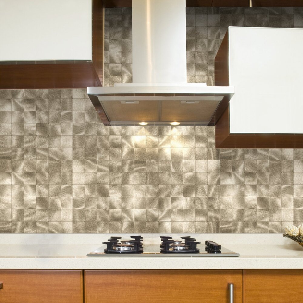 Oppio XL Geborsteld Goud - Grote blokken - Zelfklevend Mozaiek 305x305x4mm