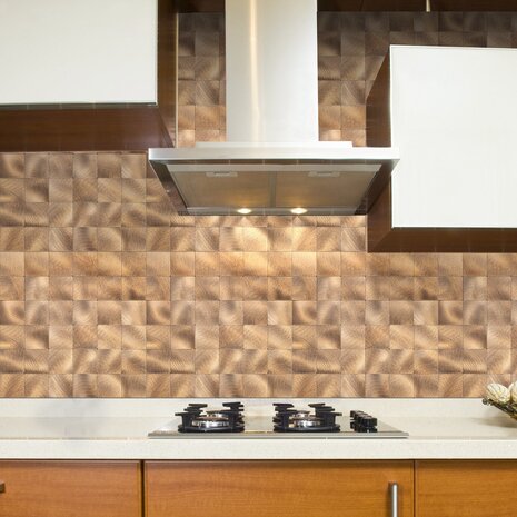 Oppio XL Geborsteld Brons - Grote blokken - Zelfklevend Mozaiek 305x305x4mm Oppio XL Geborsteld Brons - Grote blokken - Zelfklevend Mozaiek 305x305x4mm