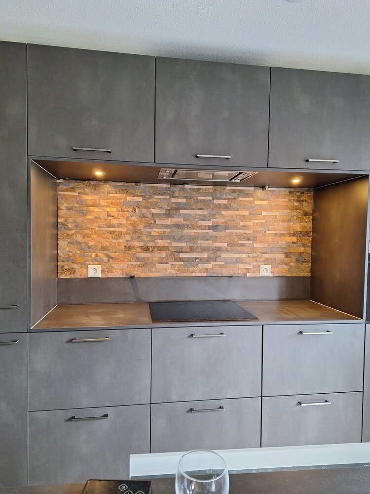 Oppio Taupe Natuursteen Wildverband - Zelfklevend Mozaiek 303x298x4mm